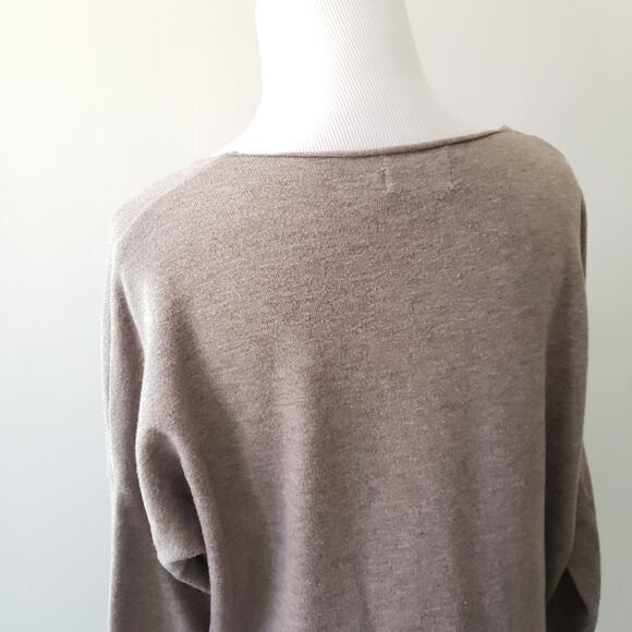 Dreamers Basic Sweater Heather Mocha Oversized Viscose Blend V-Neck Women XS - Picture 6 of 10